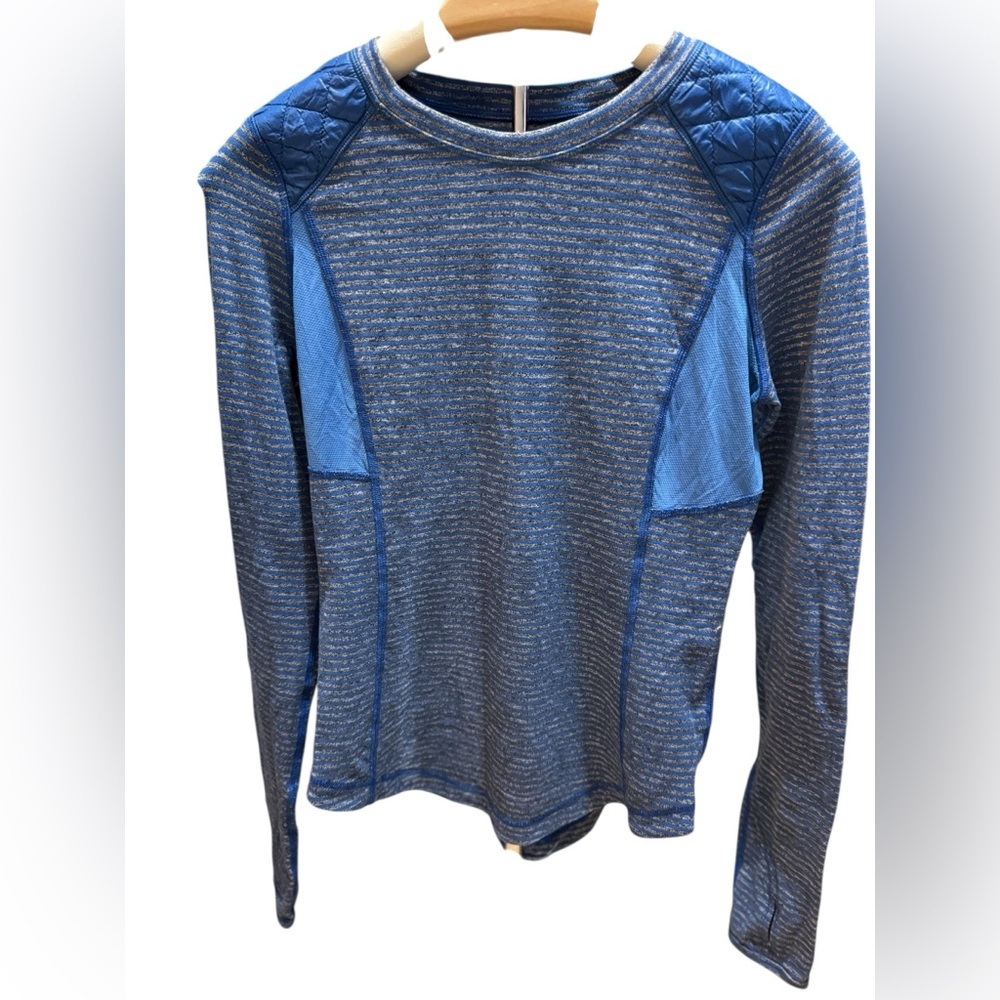 Lululemon Athletica Blue and Gray Striped Top Size L - Picture 1 of 15